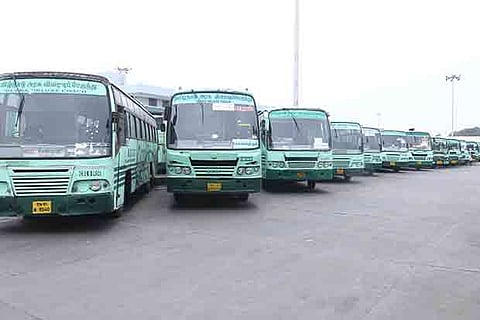 A fleet of buses ready to ferry passengers home to their native places to celebrate Deepavali