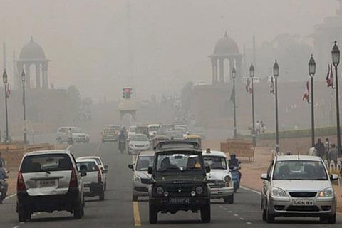 A view of Rajpath covered in smog in New Delhi