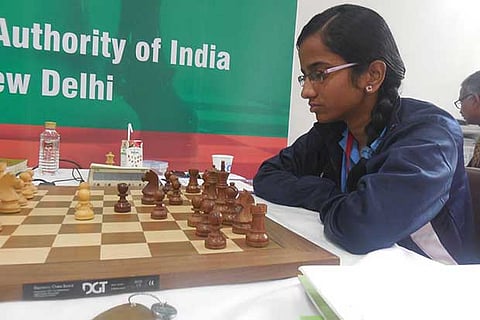 Mahalakshmi in action at the Premier National chess