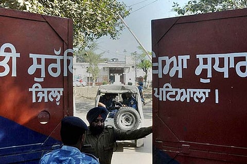 Rapid Action Force men arriving at Nabha Central Jail