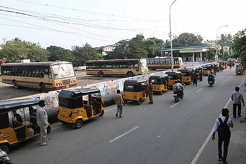 MTC buses parked at a depot in Chennai city