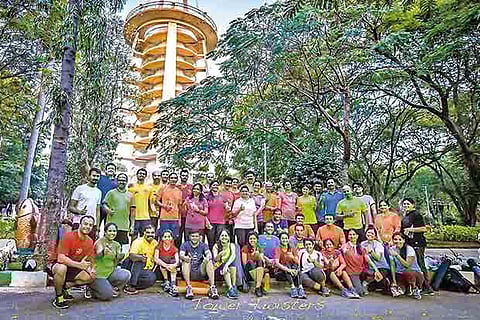 Members of Tower Twisters at the Bougainvillea Park in Anna Nagar