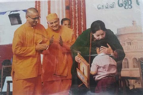 Sabari Venkat with Chief Minister Jayalalithaa in 2013