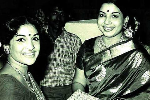 Jayalalithaa and Sachu seen together at an award function in the 70s