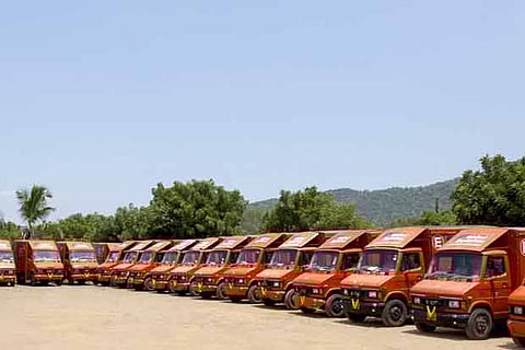 File photo of trucks standing at Vetrivel Explosives factory