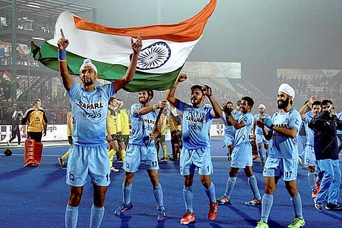 Indian Junior Hockey Team celebrate their victory