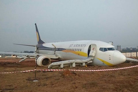 Mumbai bound Jet Airways flight 9W 2374 that skidded off runway at Dabolim airport (ANI, Twitter)