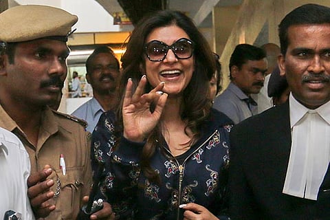 Former Miss Universe and actor Sushmita Sen coming to the Economic Offences Court in Egmore