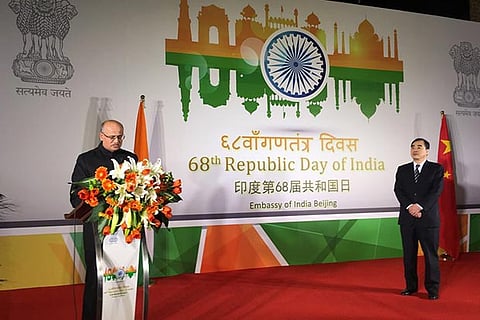 India's ambassador to China, Vijay Gokhale at Republic Day reception in Beijing