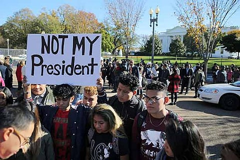 File photo of protest against Donald Trump