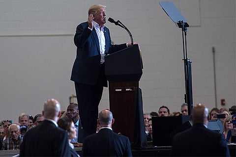US President Donald Trump addresses a rally