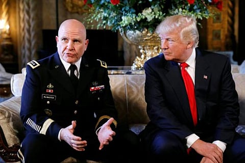 Army Lt. Gen. H.R. McMaster with President Trump at Mar-a-Lago in Palm Beach