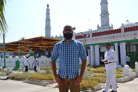 Aman Ali, a storyteller and filmmaker at the mosque in Triplicane