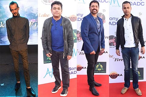 (L to R) Adam Greig, AR Rahman, James Vasanthan and Arjun