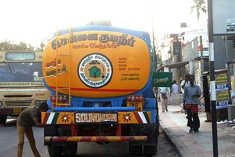 Recently seized metro water tanker for illegal supply of water