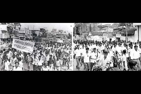Anti-Hindi agitations that were held in 1965 involved mass protests, student and political movements