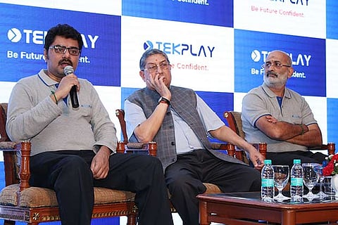 Prabhuram Ramanathan, N Srinivasan (C) and R Srinivasan