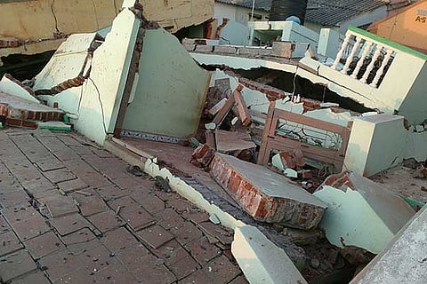 The house of Sasikumar which collapsed in Thuraiyur