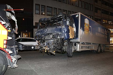 The stolen truck, which was driven through a crowd outside a department in Stockholm