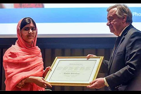 Malala receives highest UN honour to promote girls education