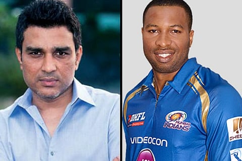 (L) Sanjay Manjrekar and (L) Kieron Pollard