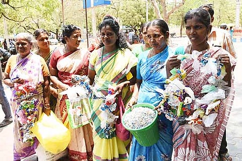 Women?s self-help group is showing the way to address the problem of plastic accummulation