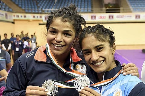 Sakshi and Vinesh, the silver medal winners for India