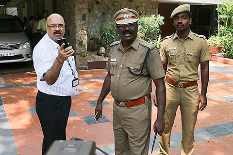 CBI officials enter the house of Karti Chidambaram in Chennai to conduct a search