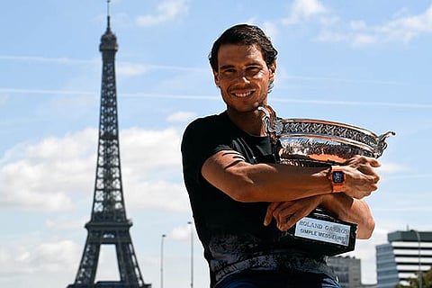 Rafael Nadal with the French Open trophy