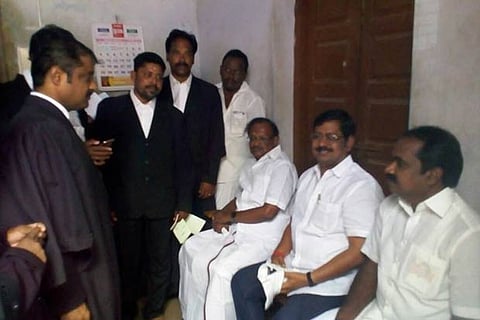 DMK MLAs at JM court