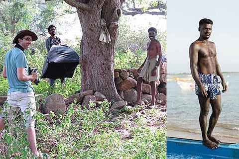 CP Satyajit shares a light moment during a shoot; (right) an image from his new series