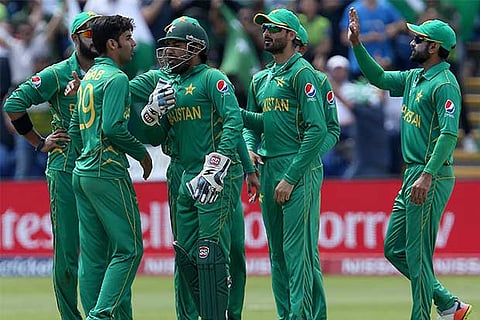 Sarfraz Ahmed (centre) said Pakistan was confident of reaching the Champions Trophy final