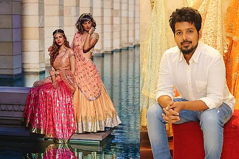 Models dressed in clothes from (right) Abhinav Mishra?s ?Sitara?