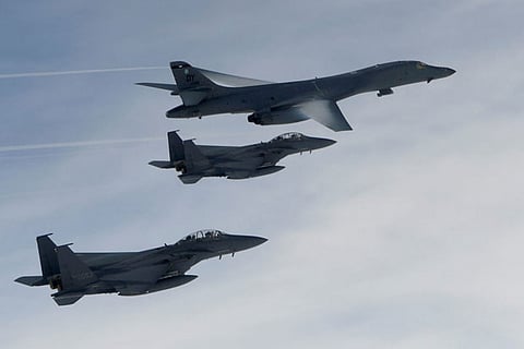 The joint military exercise followed a long-range missile test by North Korea