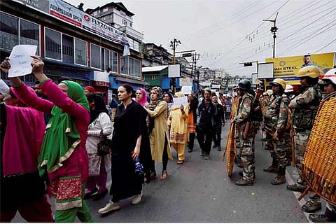 File photo of Gorkha Janmukti Morcha activists protesting