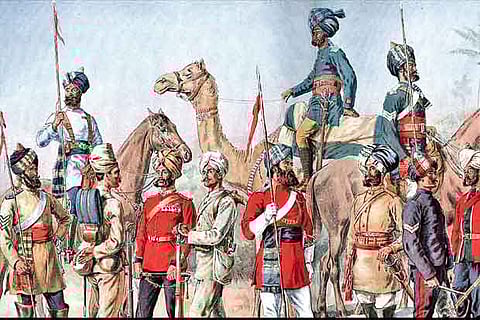 Soldiers from various regiments in the Madras Presidency during British rule.(Source: Internet)