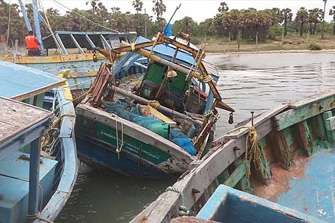 Some of the fishing boats belonging to Tamil Nadu fishermen detained by Sri Lanka Navy.
