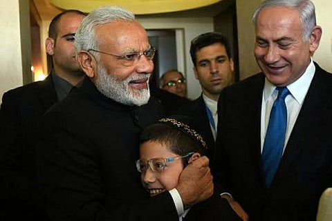 Indian PM Narendra Modi meeting Moshe Holtzberg