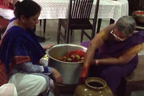 A screengrab of defence minister Nirmala Sitharaman making pickle