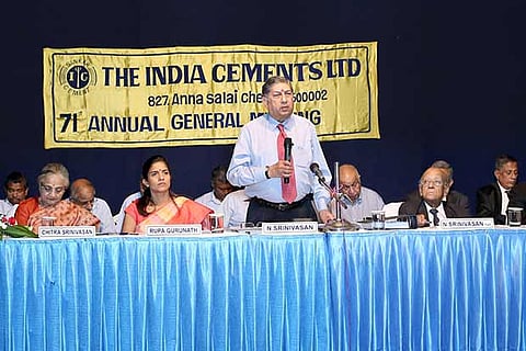 N Srinivasan, VC and MD, India Cements at the 71st AGM in Chennai