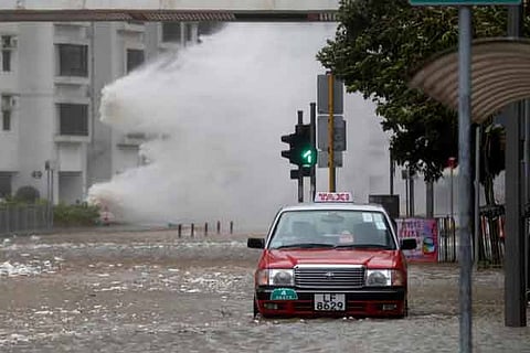 Hong Kong was hit by hurricane-strong winds and heavy rain