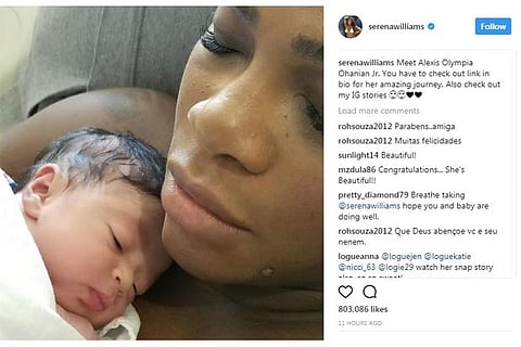 A screenshot from Serena's Instagram post