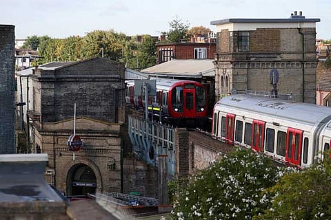 London underground tubes can be seen held at Parsons Green tube station in London, Britain