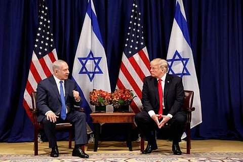 US President Donald Trump with Israeli Prime Minister Benjamin Netanyahu in New York