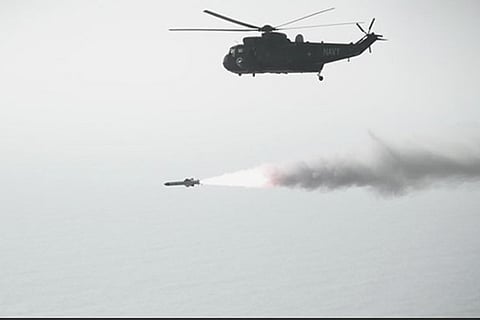 Pakistan Navy test fired AM-39 Exocet Anti Ship Missile today (Image: Twitter/PakistanDefense)