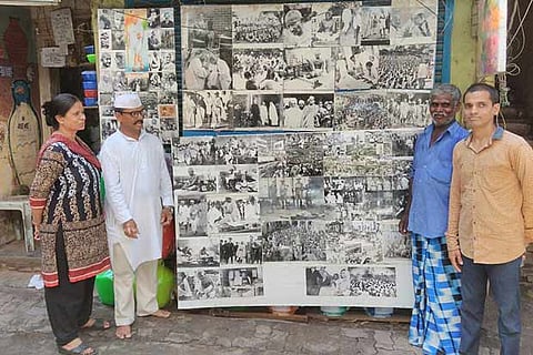Visitors at Anand Kumar Bhowmick?s mini exhibition on Monday