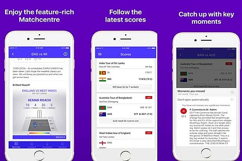 Screenshots from the Yahoo Cricket App