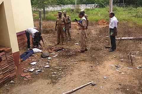 Police investigating at the Primary Agricultural Co-Operative Credit Society in Namakkal