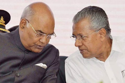 President Ram Nath Kovind with Kerala Chief Minister Pinarayi Vijayan