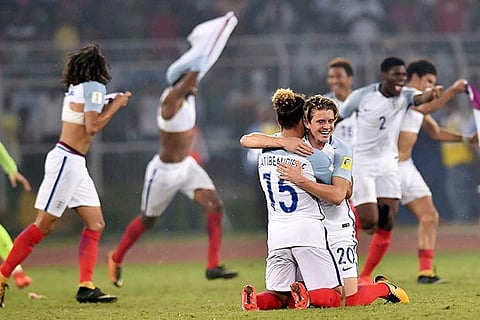 England players celebrate win during FIFA U-17 World Cup 2017 final over Spain